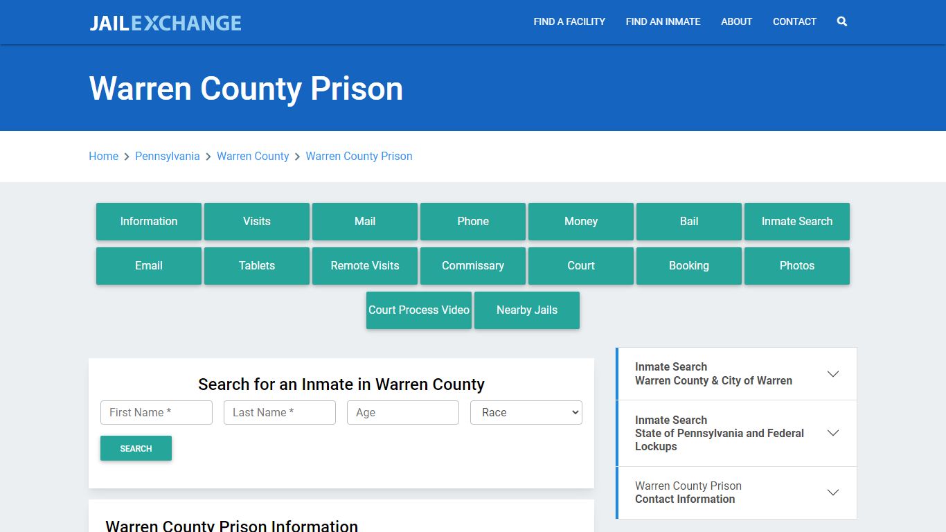 Warren County Prison Roster Lookup, PA, Inmate Search - Jail Exchange